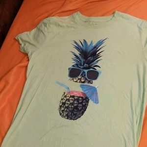 Neon Green XL Pineapple Sunglasses Tee Shirt